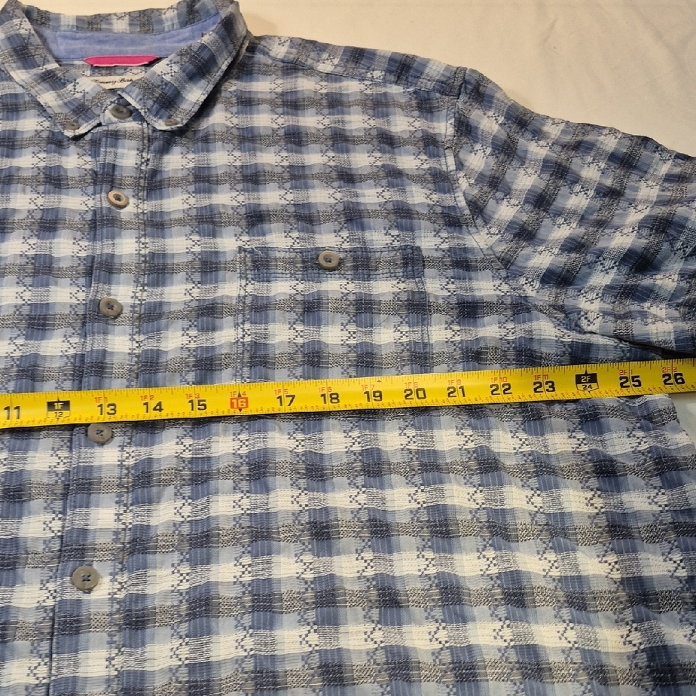 Tommy Bahama XXL Blue and White Casual Button Down Short Sleeve Shirt - Picture 5 of 15